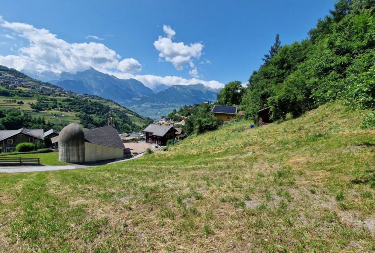 Terrain avec permis de construire en force – Projet de 3 chalets à Brignon (Nendaz)